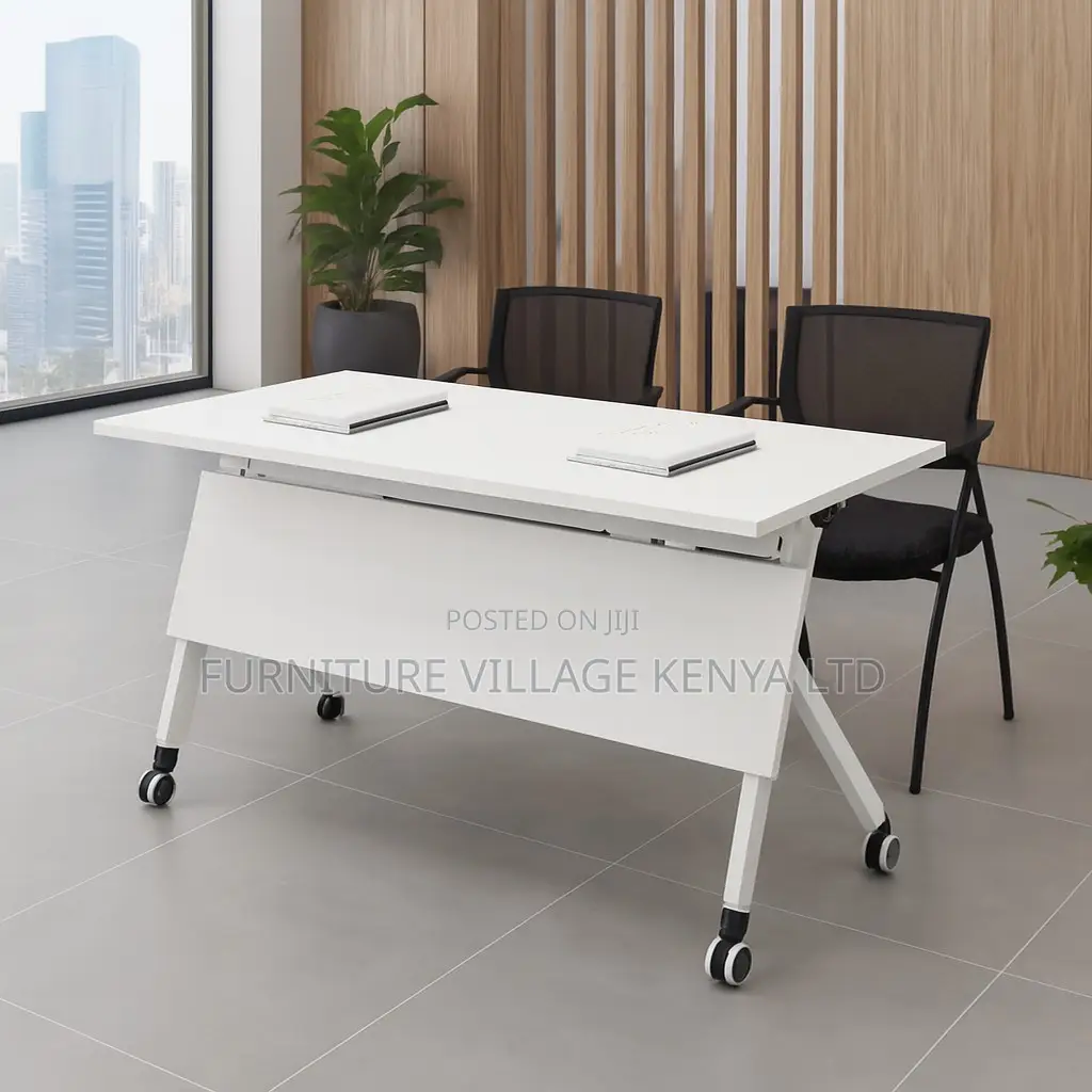 Foldable Table: White Movable Boardroom Table