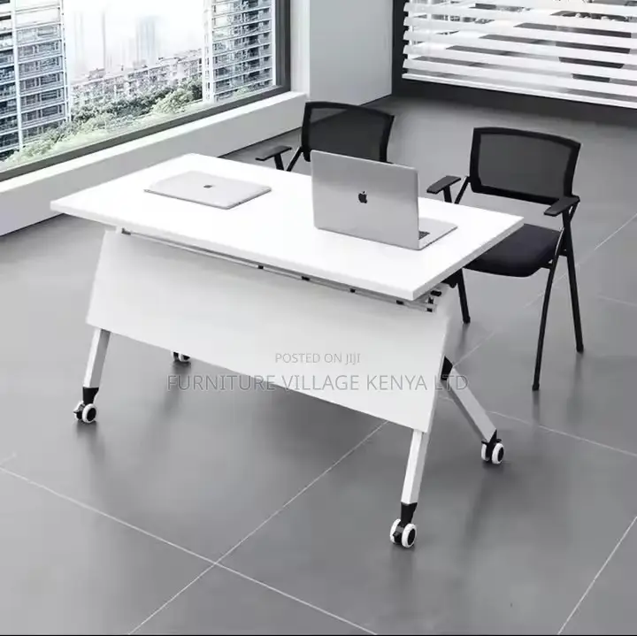 Foldable Table: White Movable Boardroom Table