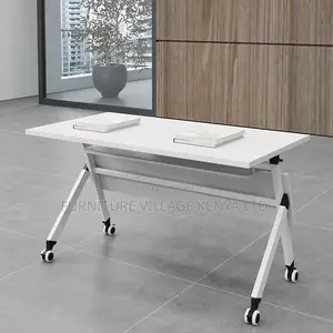 Foldable Table: White Movable Boardroom Table