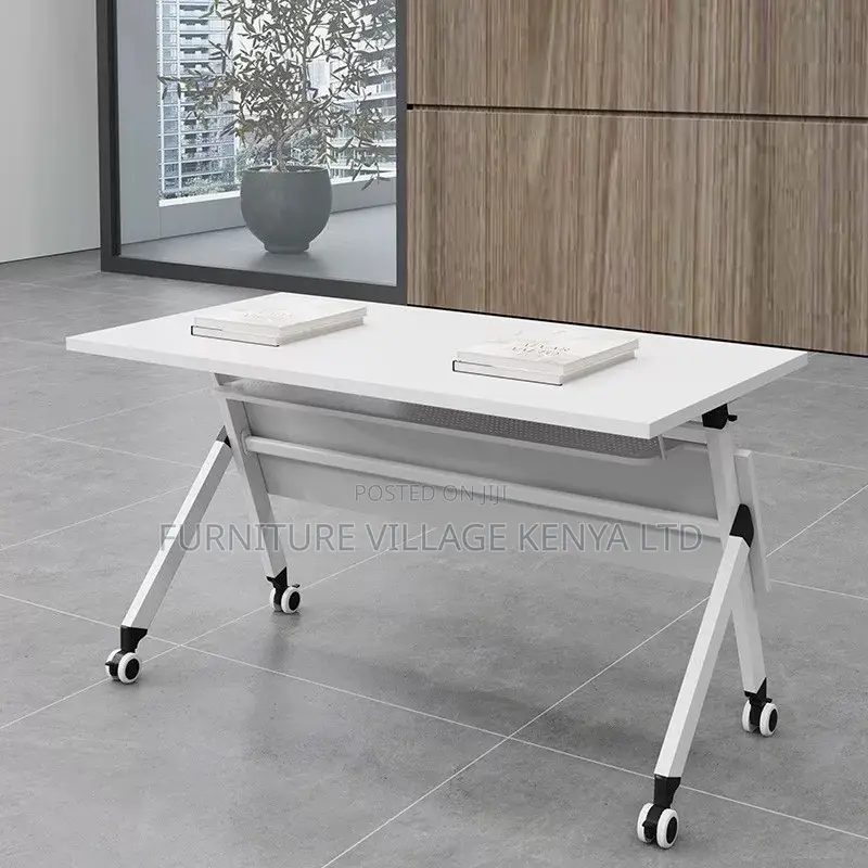 Foldable Table: White Movable Boardroom Table