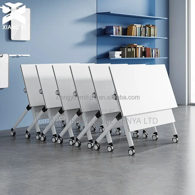 Foldable Table: White Movable Boardroom Table
