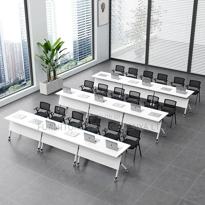 Foldable Table: White Movable Boardroom Table