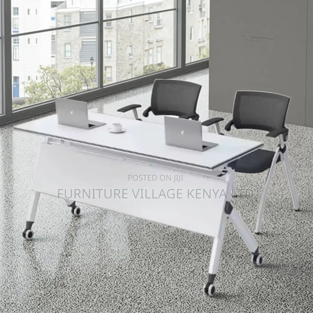 Foldable Table: White Movable Boardroom Table