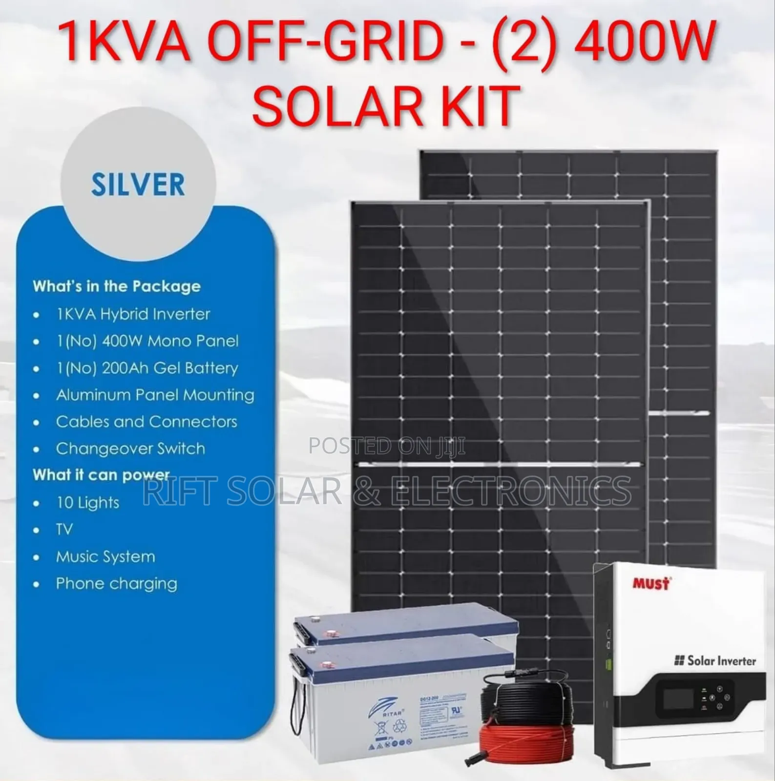 1kva Silver Off Grid Solar Package.