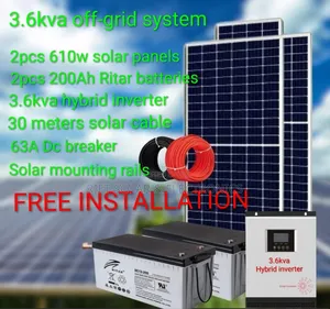 3.6kva Home Package - (2)610w Solar Panels - (2)200ah Gel Batteries
