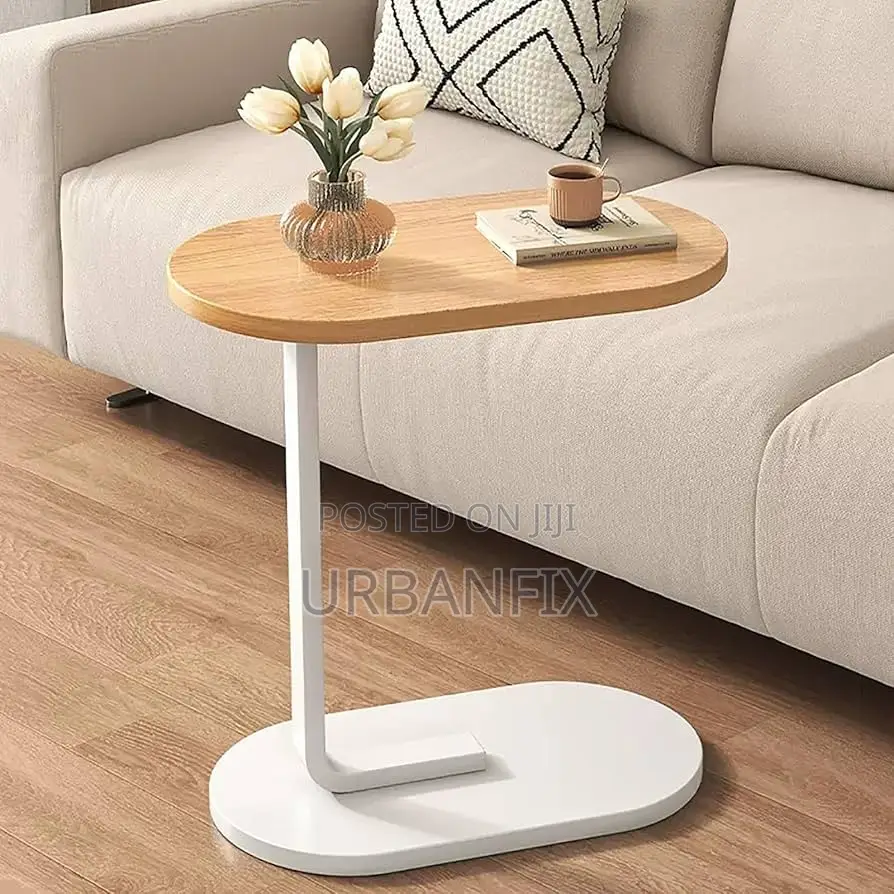C Shaped Modern Minimalist Side Table With Slim Metal Frame
