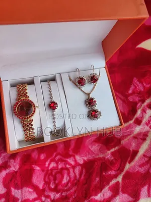 Elegant Red Gemstone Jewelry 5-Piece Collection.