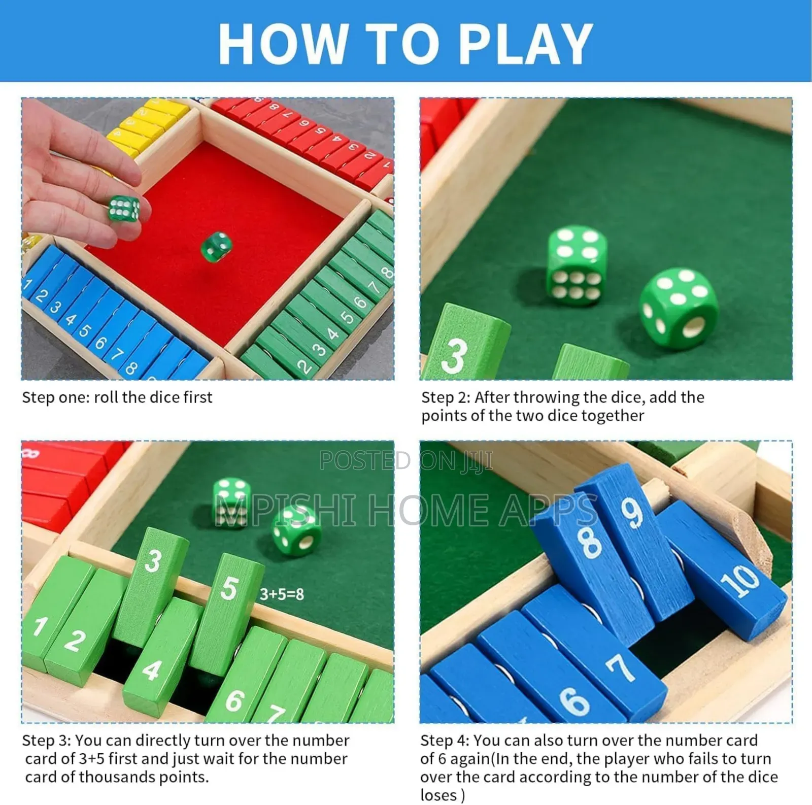 Shut the Box Dice Board Game