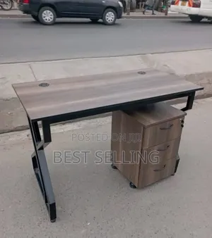 Brown Top Office Desk and Pedestal