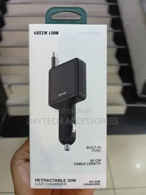 Green Lion Pd 30w With Type-C Retractable Car Charger.