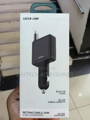 Green Lion Pd 30w Telescopic Car Charger, 80cm Usb-c Built-in Cable