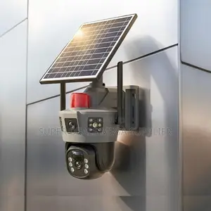2 Lenses Cameras 4g PTZ Dual Lens Loud Siren Alarm Solar Camera
