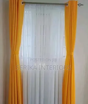Yellow and White Backing Curtains Curtains Environmental Friendly
