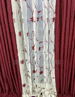 Maroon Curtains Curtains and Matching Net Environmental Friendly
