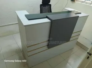 1.4m White Grey Reception Desk