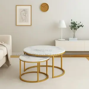 Coffee Table; Circular Marble Coffee Table