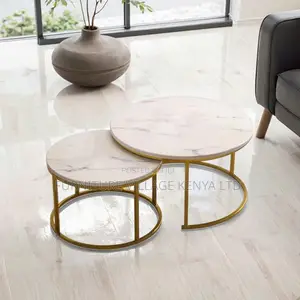 Coffee Table; Circular Marble Coffee Table