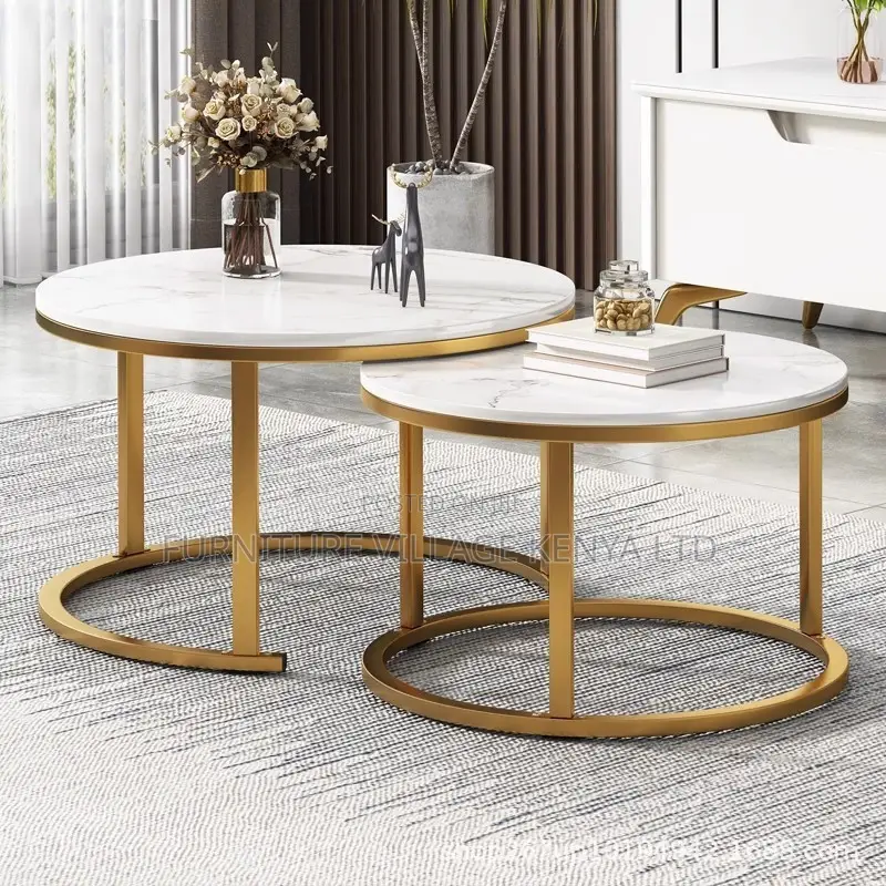 Coffee Table; Circular Marble Coffee Table