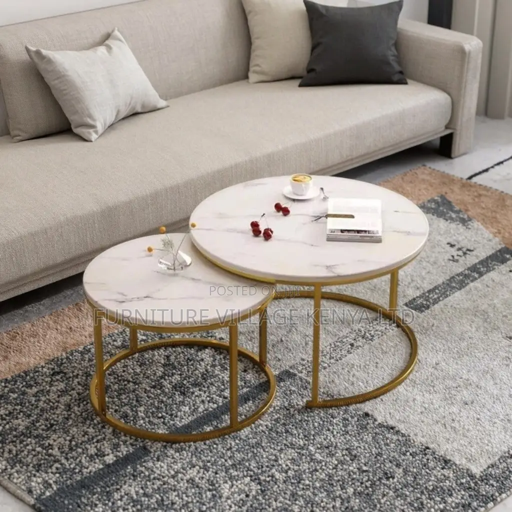 Coffee Table; Circular Marble Coffee Table