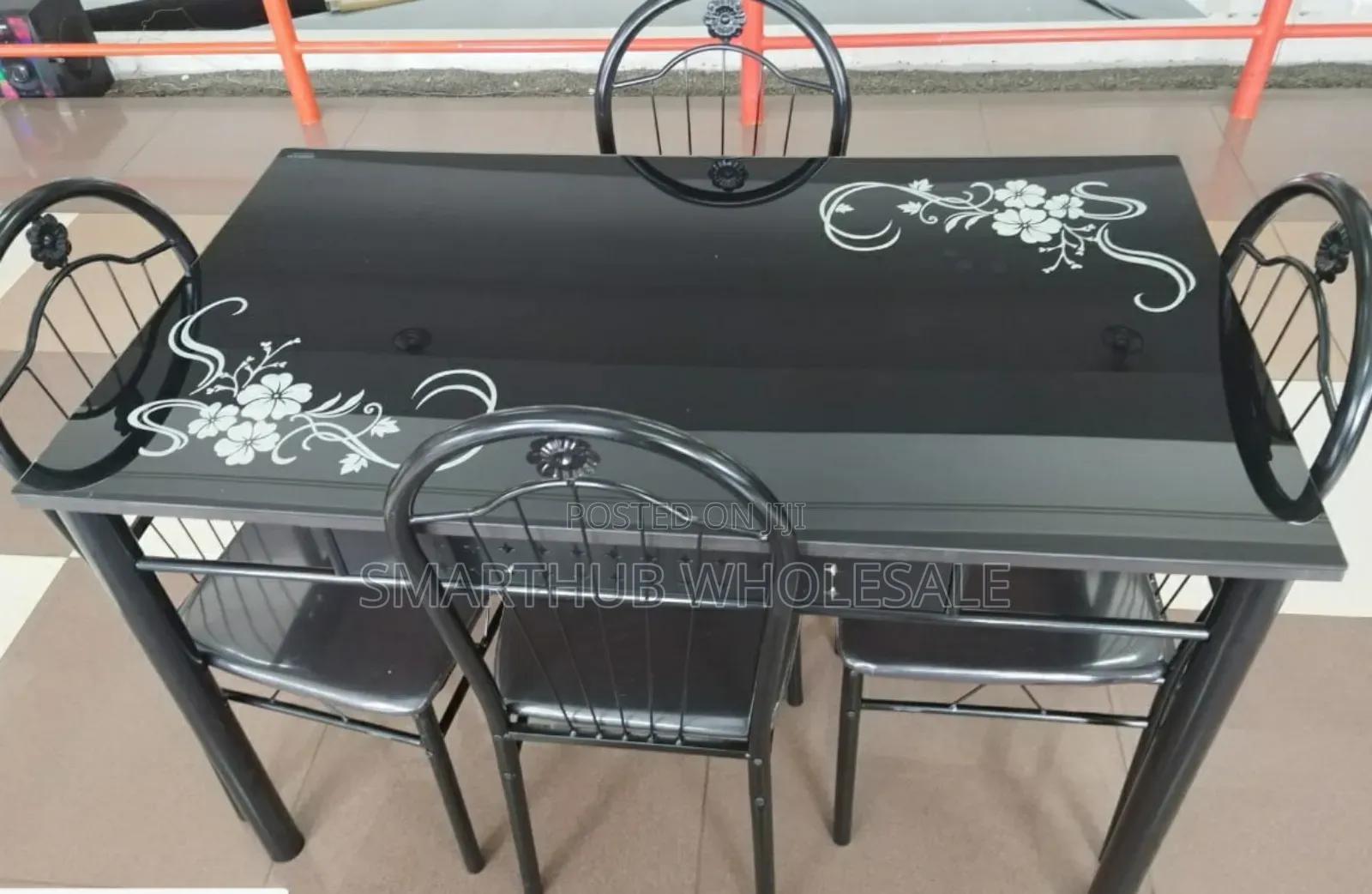 4 Seater Glass Dining Table Set