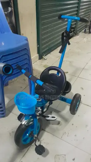 Size 12" Tricycle Kids Bike With Push Handle - Blue and Red Colors