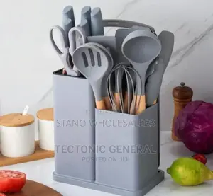 Colour Grey-19pcs Silicone Spoons