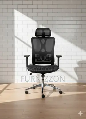 Black High Back Mesh Swivel Chair With Headrest