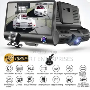 3 Channel Dash Cam 1080p, Front, Inside Rear Camera