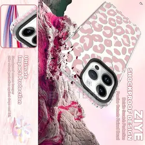 Ziye Clear Case for iPhone 16 Pro Pink Leopard Design Soft Tpu