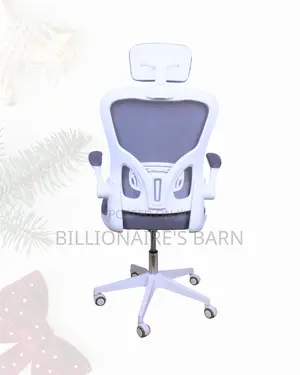 White Office Chair,Adjustable Headrest —Posture Support, Flip-Up Arms