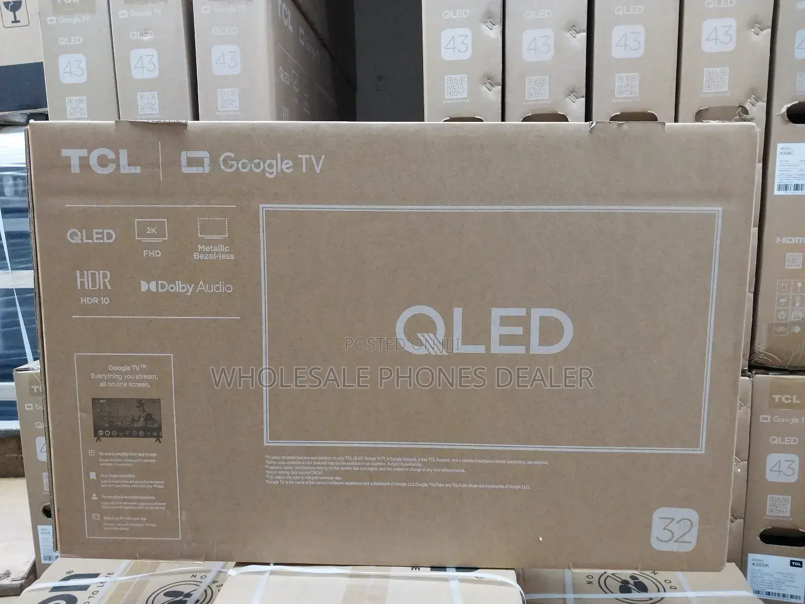Tcl 32" Frameless Qled Google Tv, Dolby Audio, Bluetooth, Cast Enabled