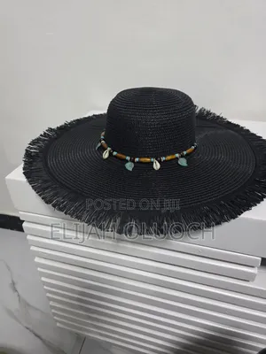 Black Women Summer Beach Wide Brim Straw Hat