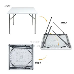 Foldable Table; Plastic Top Square Foldable Table