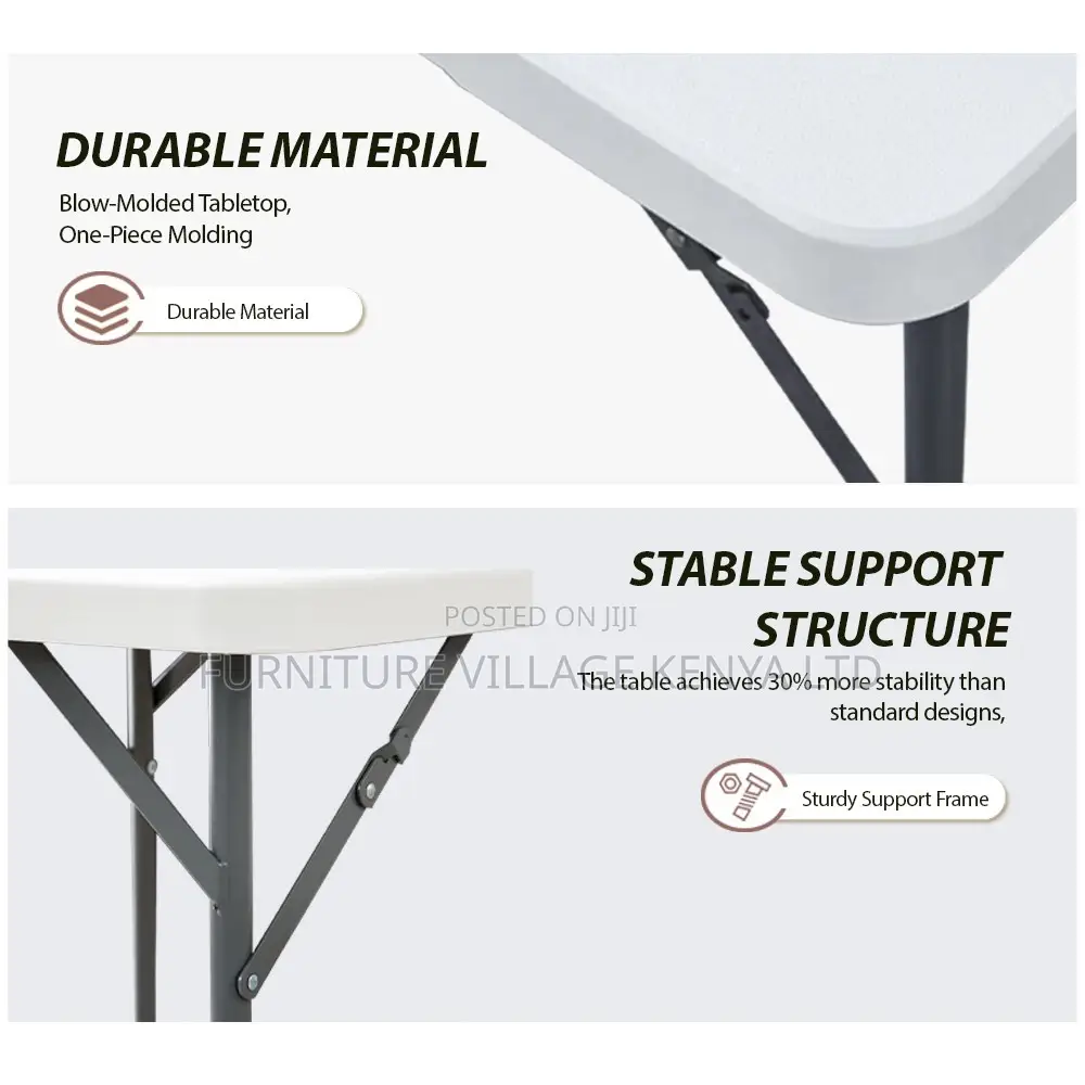 Foldable Table; Plastic Top Square Foldable Table