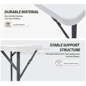 Foldable Table; Plastic Top Square Foldable Table