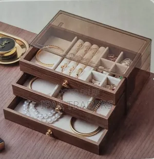 Multifunctional Wood Grain 3 Layer Jewelry Box