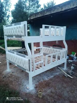 White Tufted Bunk Bed Size 5 by 6