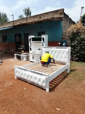 White Classic 5 by 6 Diamond Panel Bed