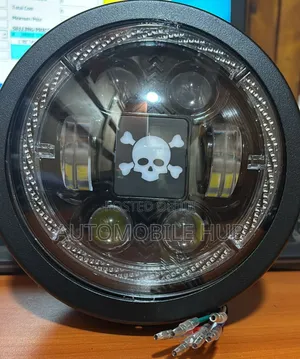 Skull Design Led Projector Headlight With Halo Ring