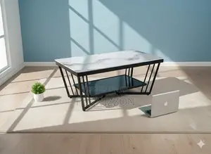 Modern Marble Coffee Table With Metal Base