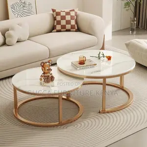 Round Marble Top Nesting Coffee Table