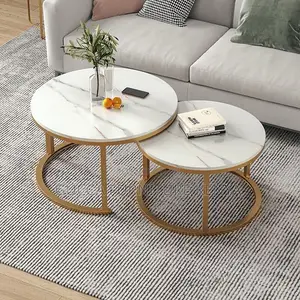 Round Marble Top Nesting Coffee Table
