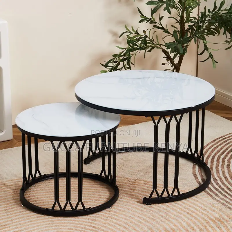 Round Marble Top Nesting Coffee Table
