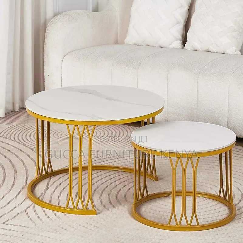 Round Marble Top Nesting Coffee Table