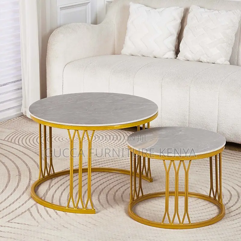 Round Marble Top Nesting Coffee Table