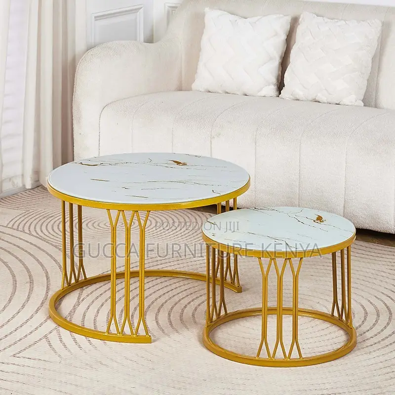 Round Marble Top Nesting Coffee Table