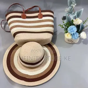 Summer Straw Woven Beach Bag and Hat