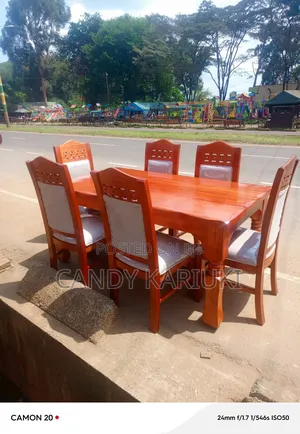 Pure Mahogany 6 Seater Wooden Dining Table Set