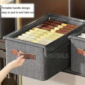 Clothes Storage Box Foldable Transparent Lid Steel Frame Organizer