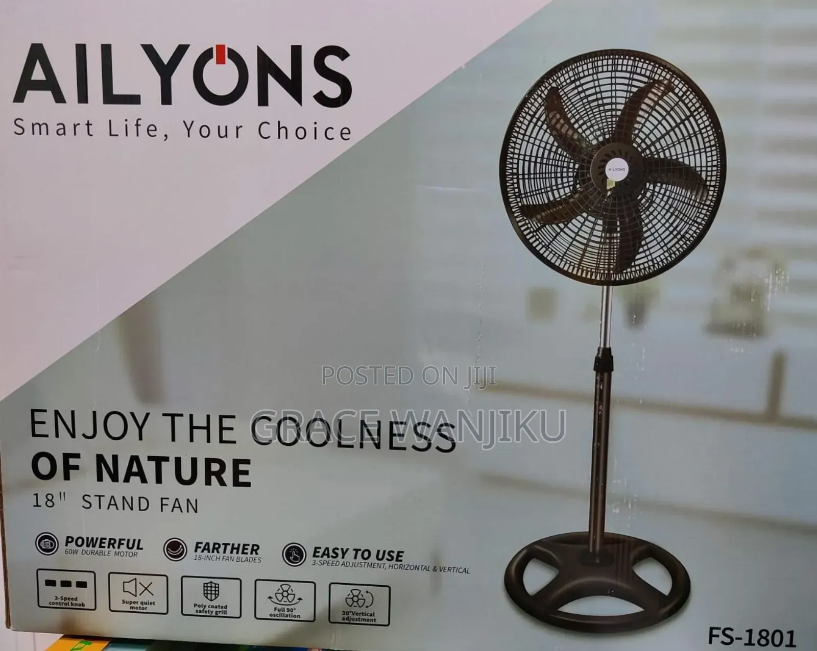Ailyons 18 Inches Standing Fan